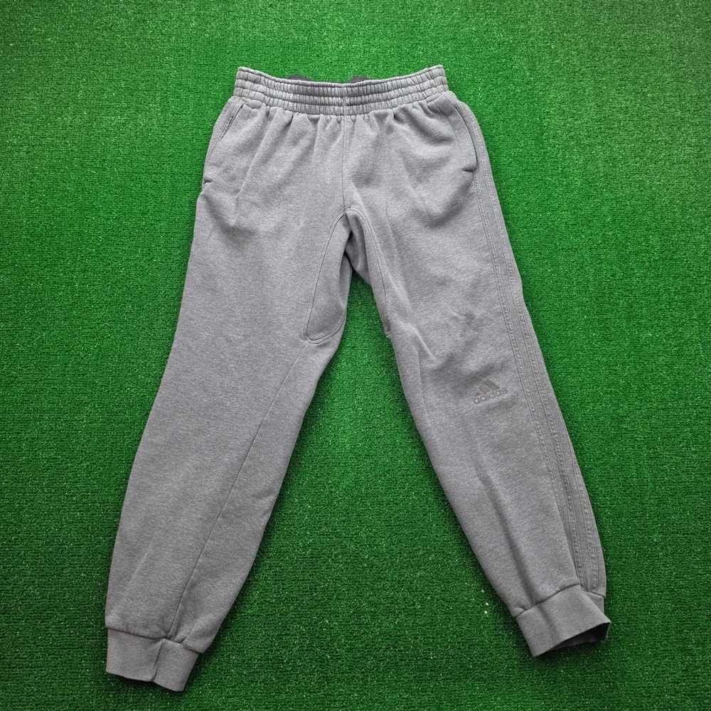 Adidas 3-Stripe Fleece Jogger Pants Mens Large Gray Lounge Training Sweatpants